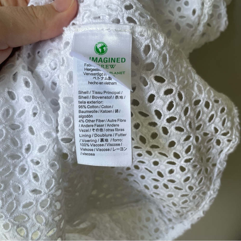 J. Crew V-Back Puff-Sleeve Eyelet Top - White - Size 14 Womens EUC - Picture 12 of 15